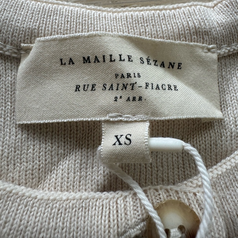 NWT Sezane Alexis sweater pullover Jumper natural/marine XS - Picture 7 of 8